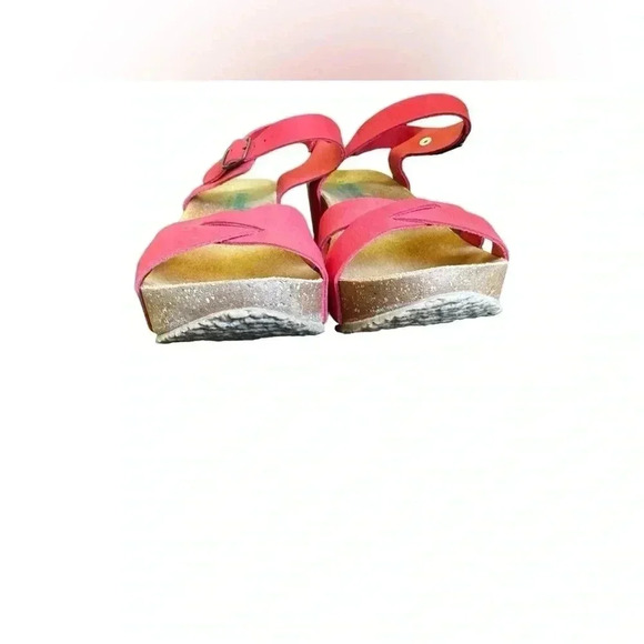 Bio nature Red Leather Platform Wedge Heels Size 41 - Picture 6 of 11